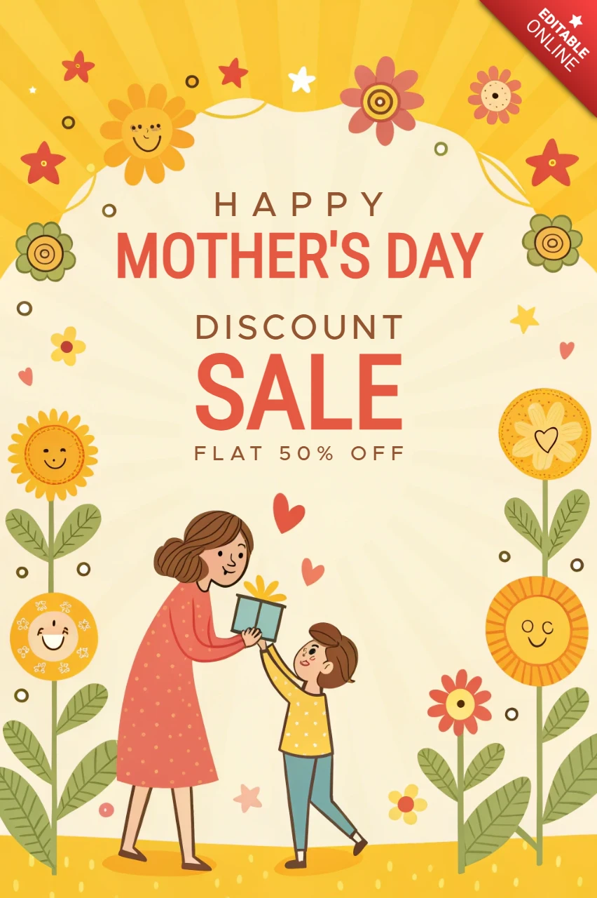 Modèle de vente fantaisiste pour la fête des mères avec des éléments floraux