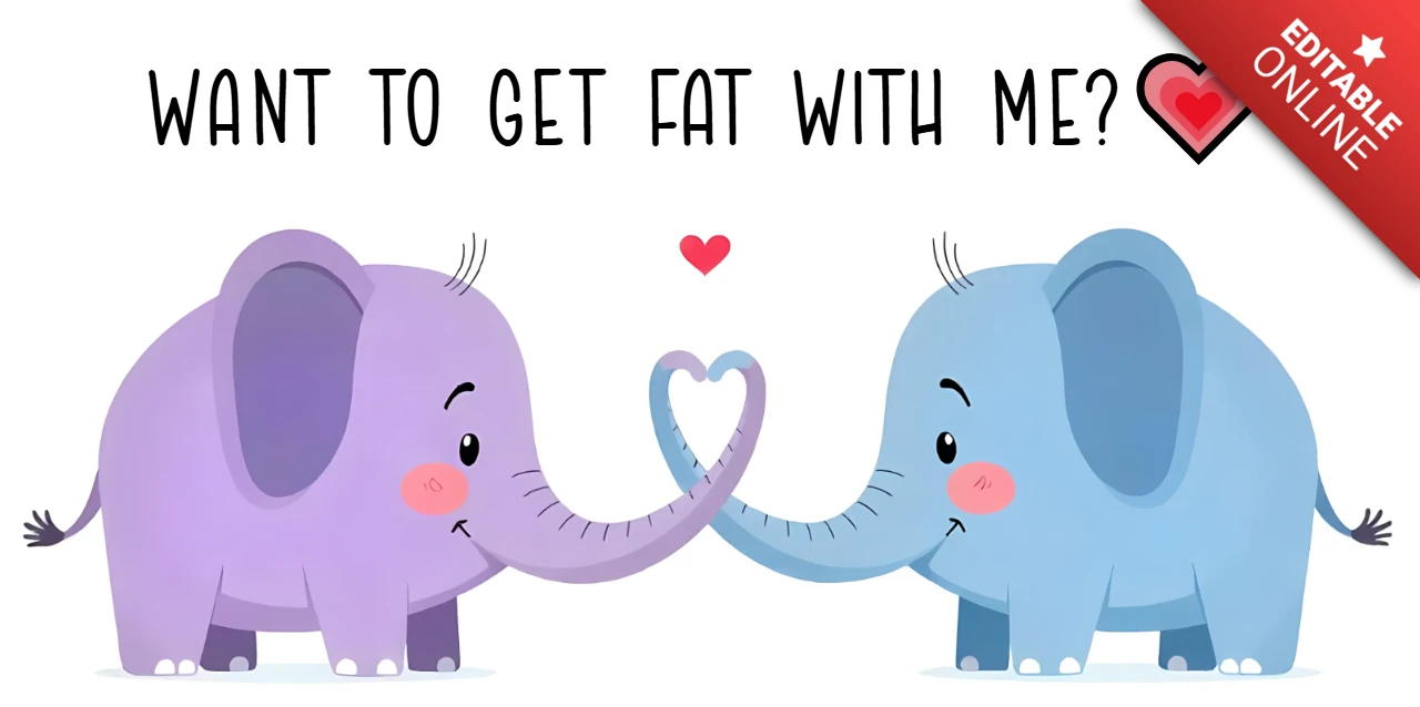 Cute Elephant Couple Love Invitation Template