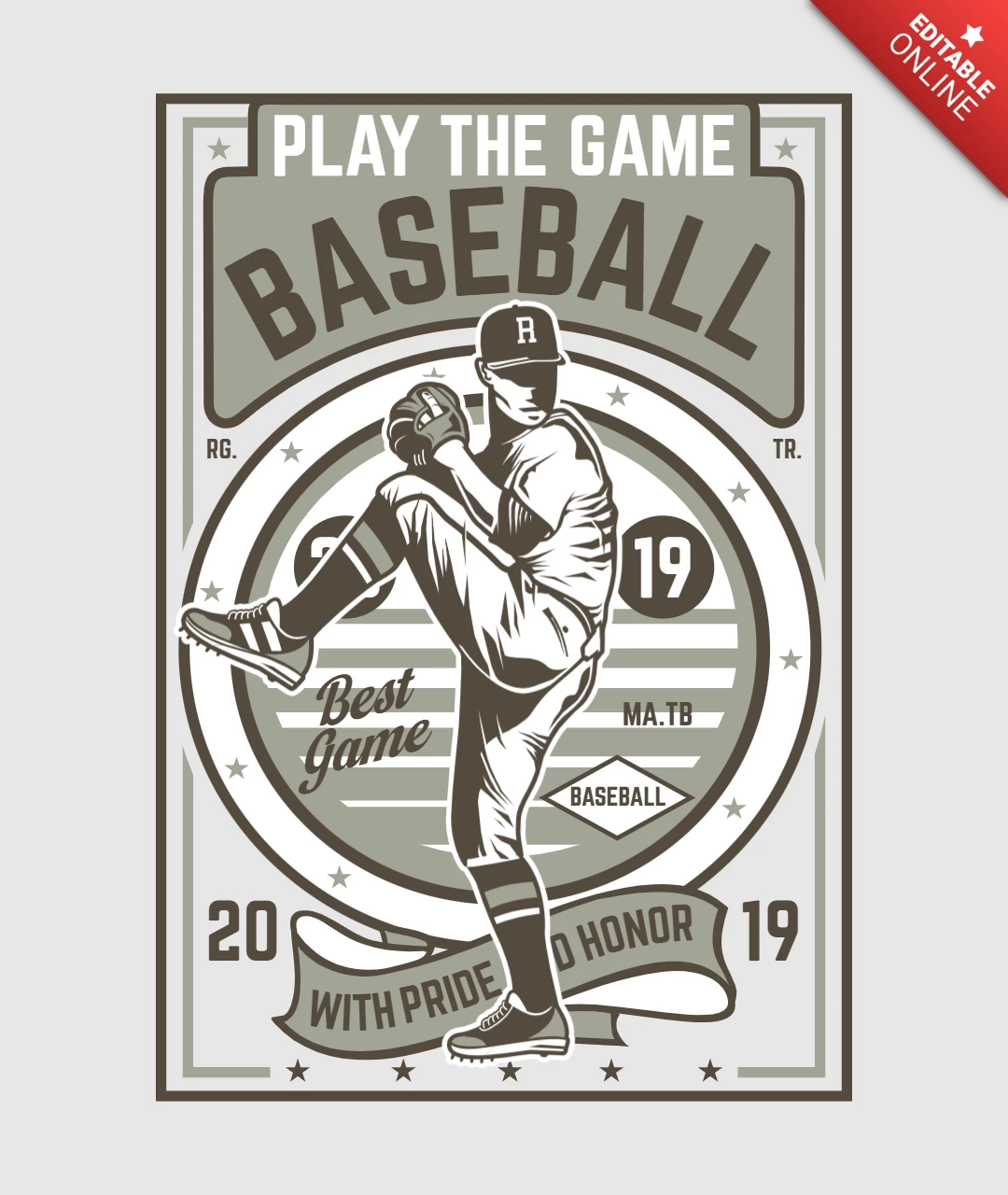 Speel het spel baseball t-shirt ontwerpsjabloon