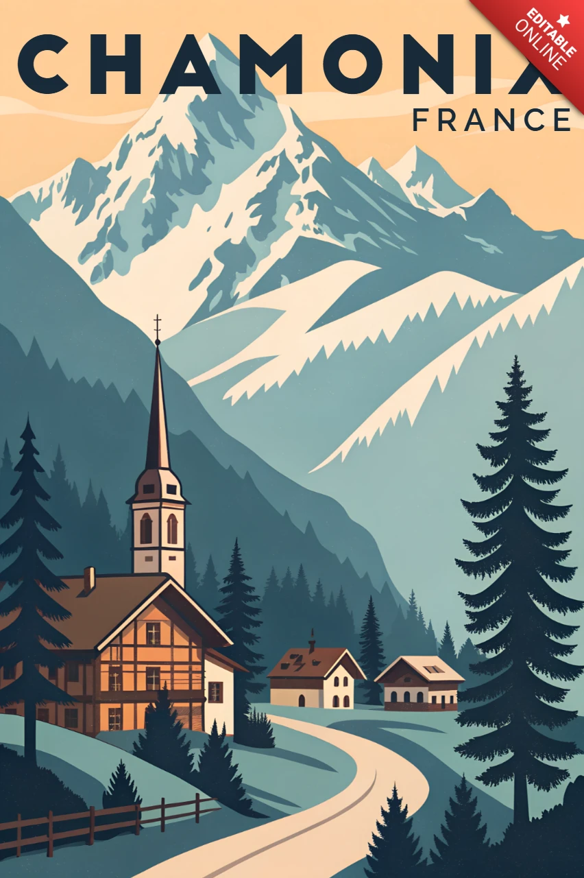 Vintage-Berglandschaftsdesign-Vorlage für Reiseposter