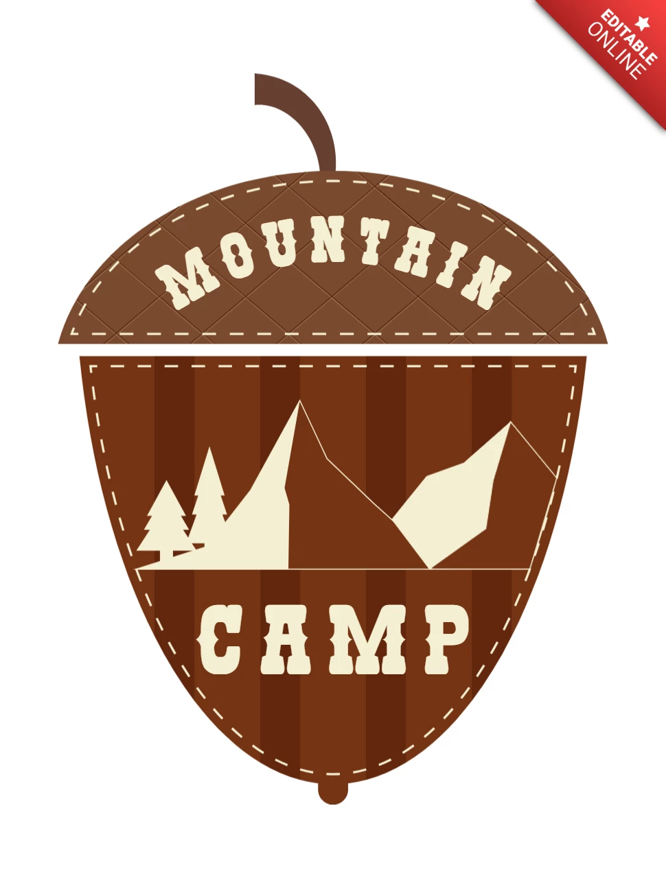 Diseño de plantilla de insignia de bellota de aventura en la montaña