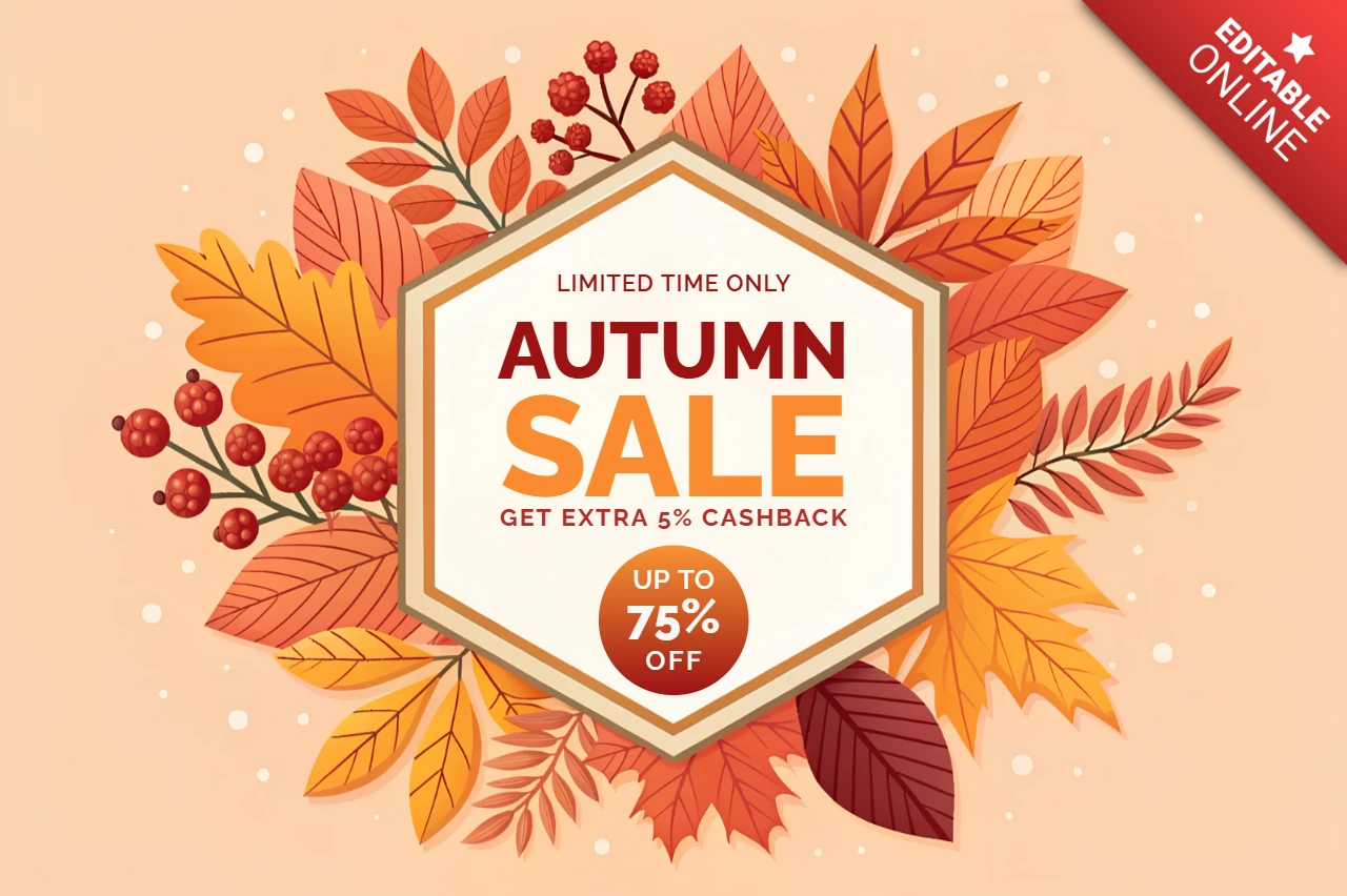 Herbstverkaufs-Promotion-Vorlage mit Blattdesign für Marketingflyer