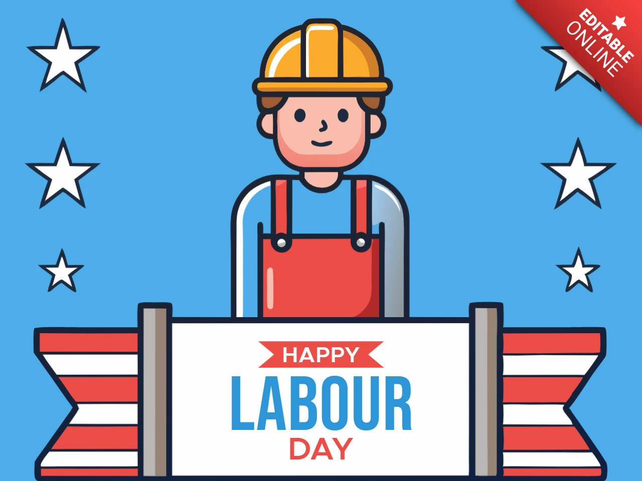 Modello di cartone animato Happy labour day per grafica celebrativa