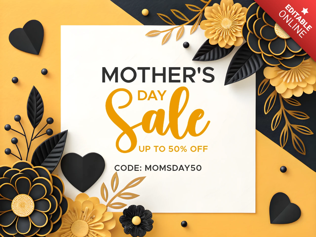 Sjabloon voor elegant bloemenontwerp voor moederdag uitverkoop - tot 50% korting