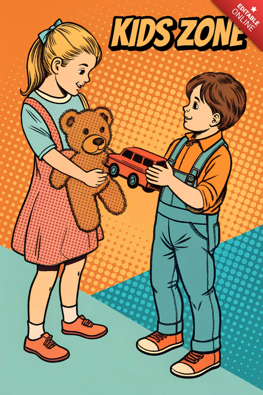 Kinderzone Pop-Art-Designvorlage für die Spielzimmerdekoration