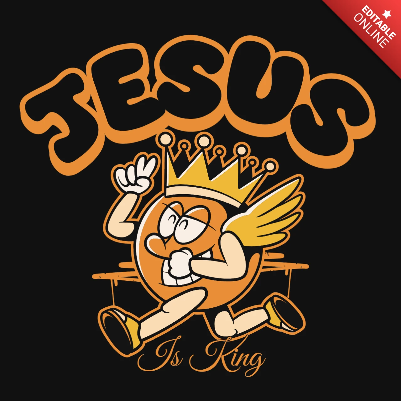 Design de t-shirt graphique "Jésus est roi" ludique