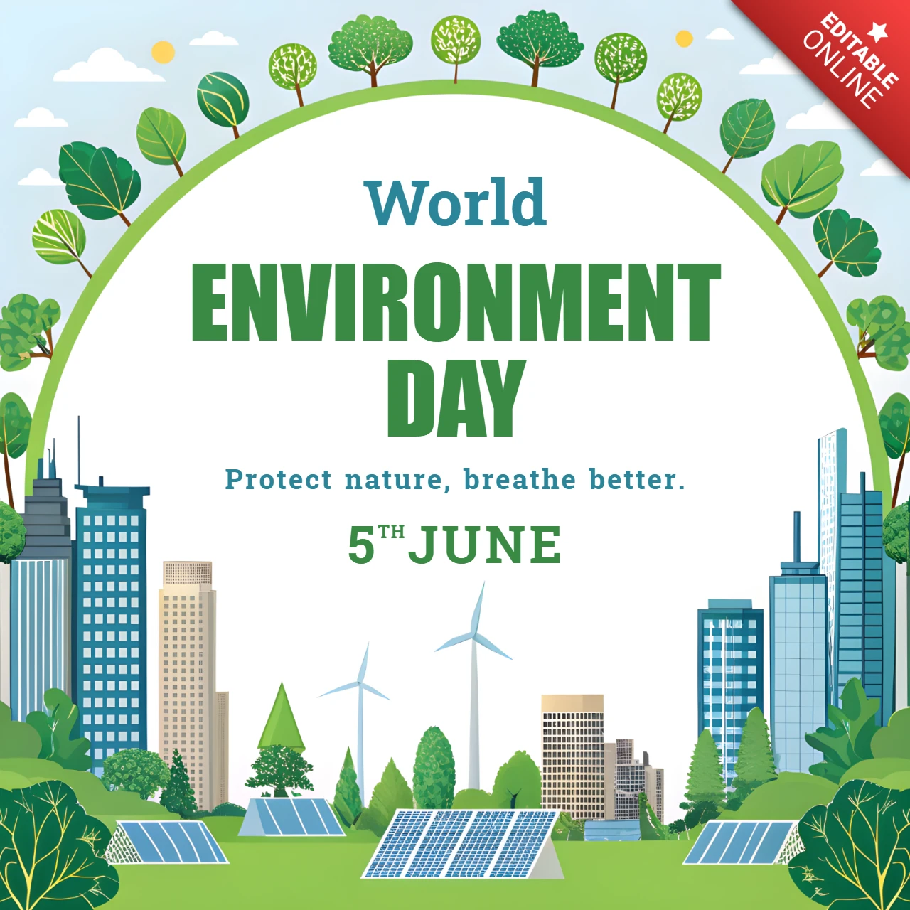 Modelo de design para o dia mundial do meio ambiente ecológico para eventos sustentáveis
