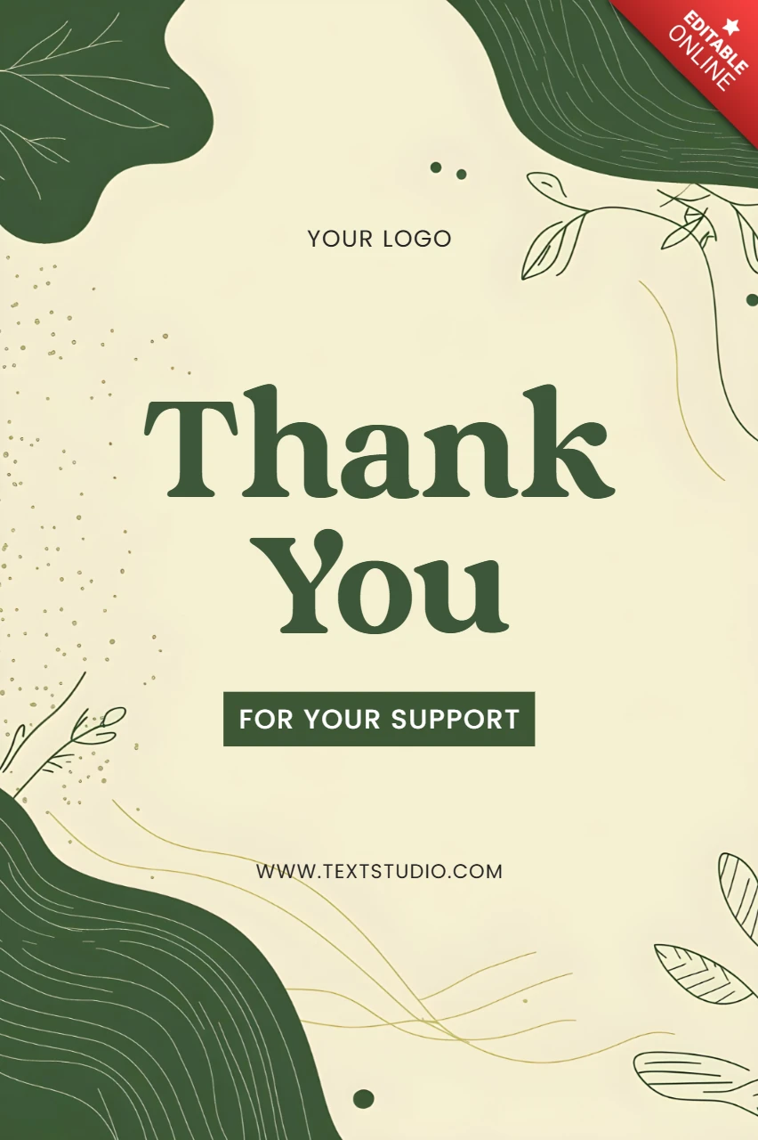 Elegant Thank You Card Design Template with Natural Elements