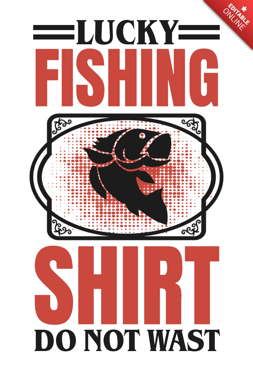 Modello di design per camicia da pesca vintage con tipografia audace