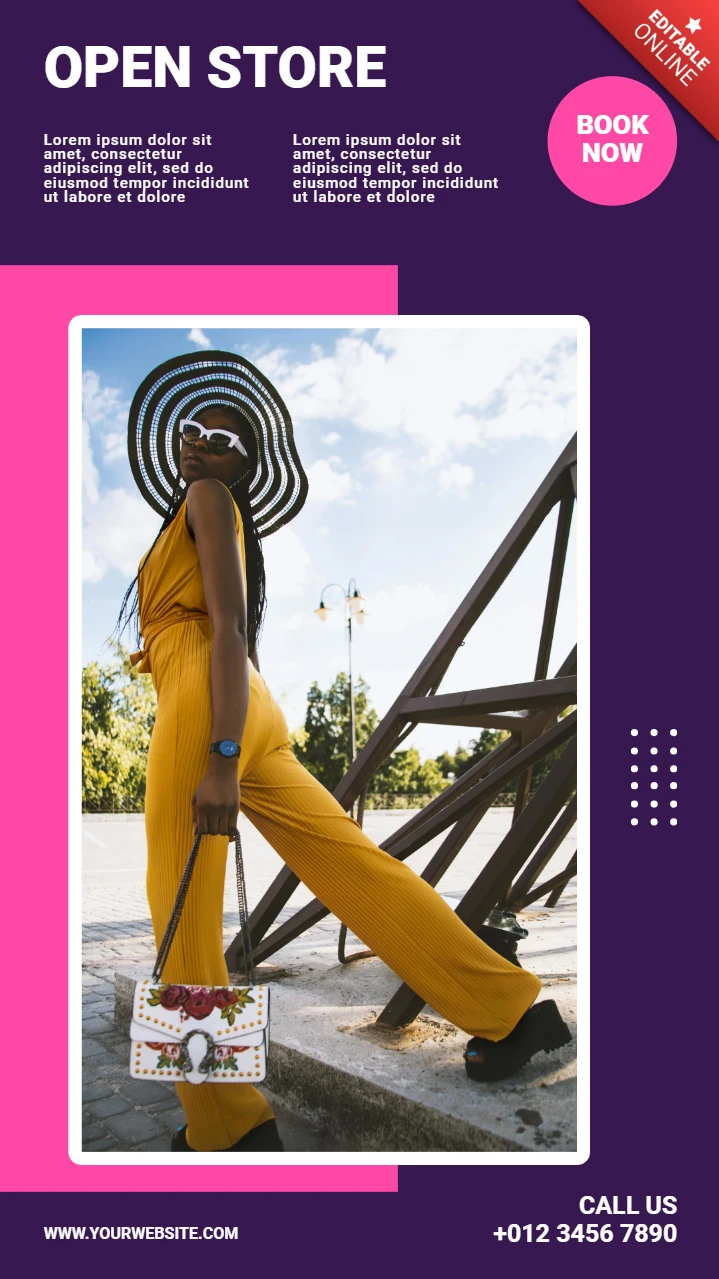 Laden öffnen mode lila instagram geschichte post design vorlage