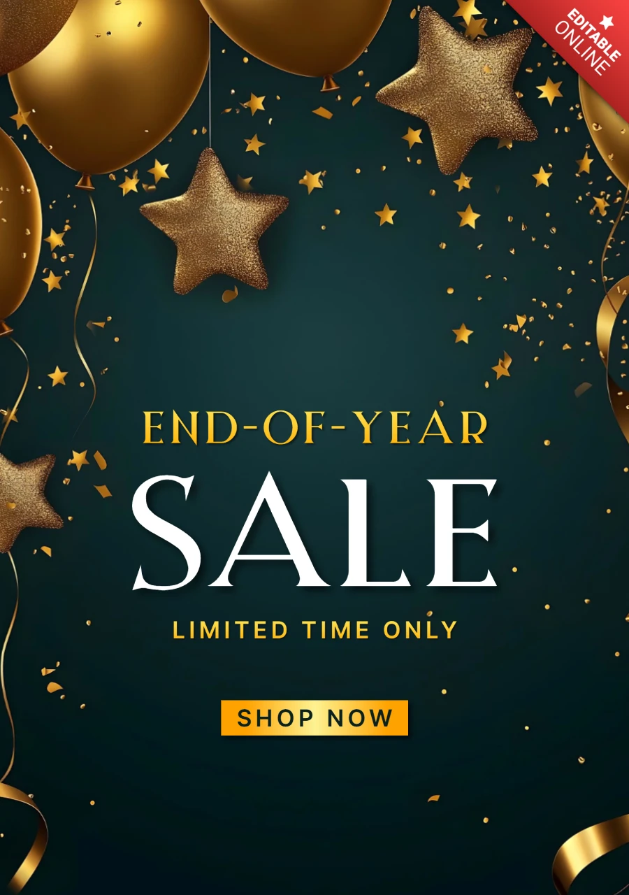 End of Year Sale Gold and Green Design Template
