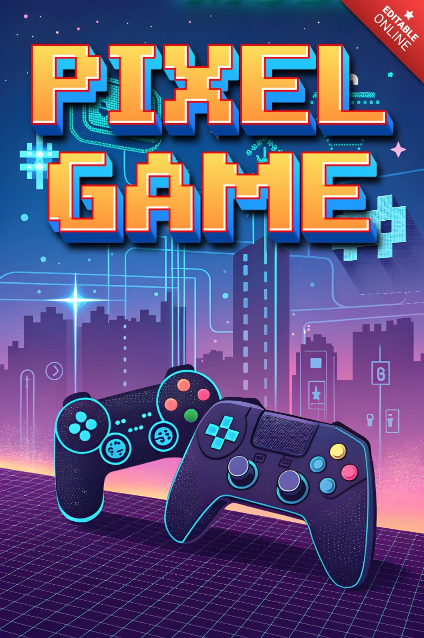 Modelo de design de jogo em pixel para mercadorias de jogos