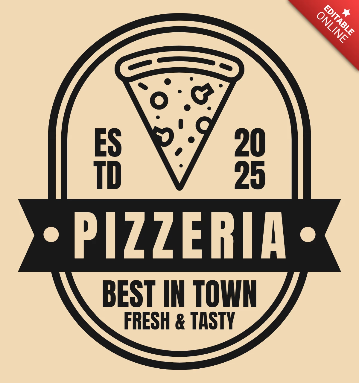 Modello di logo per pizzeria fresco e gustoso