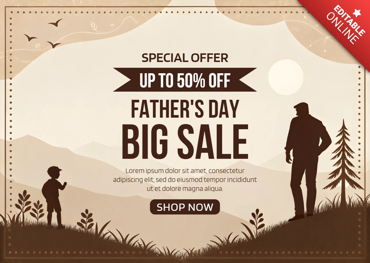 Vintage Father's Day Sale Template Design - Up to 50% Off Promotion