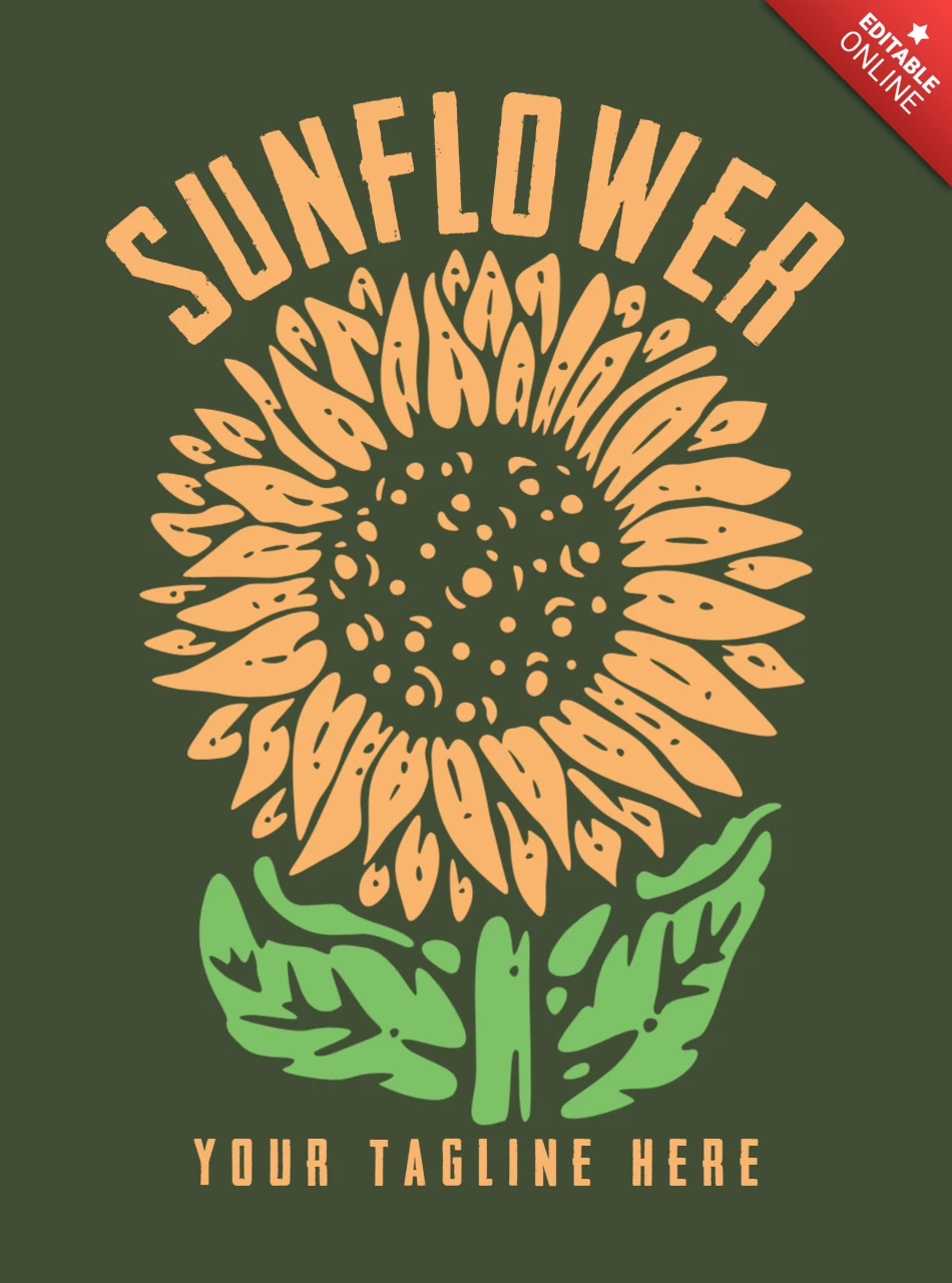 Plantilla de diseño de camiseta vintage de girasol