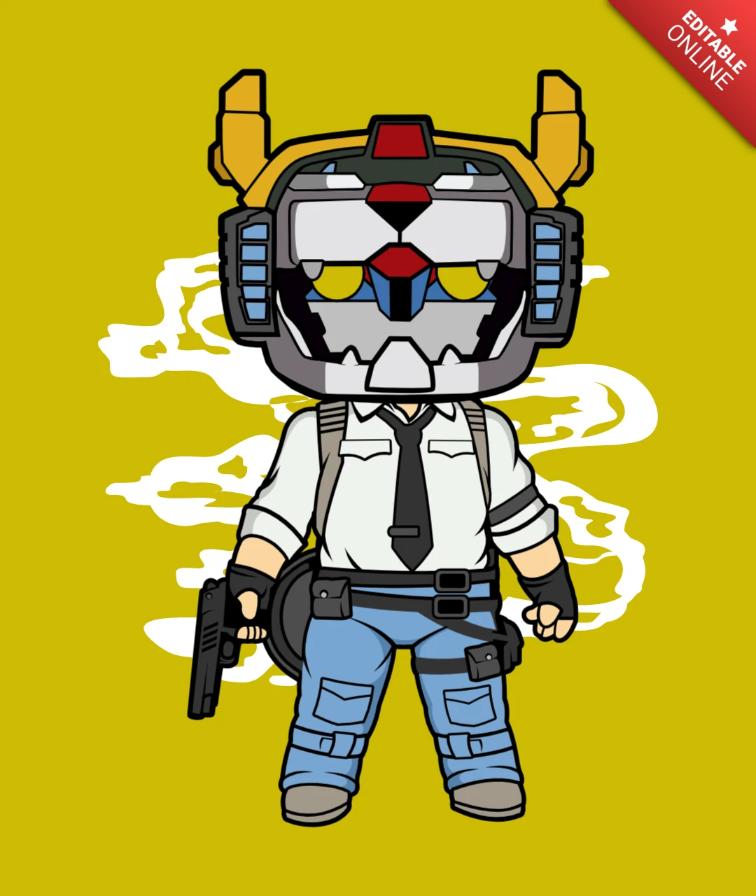 Voltron Robot Comic Caricature Pop Culture Poster Design Template