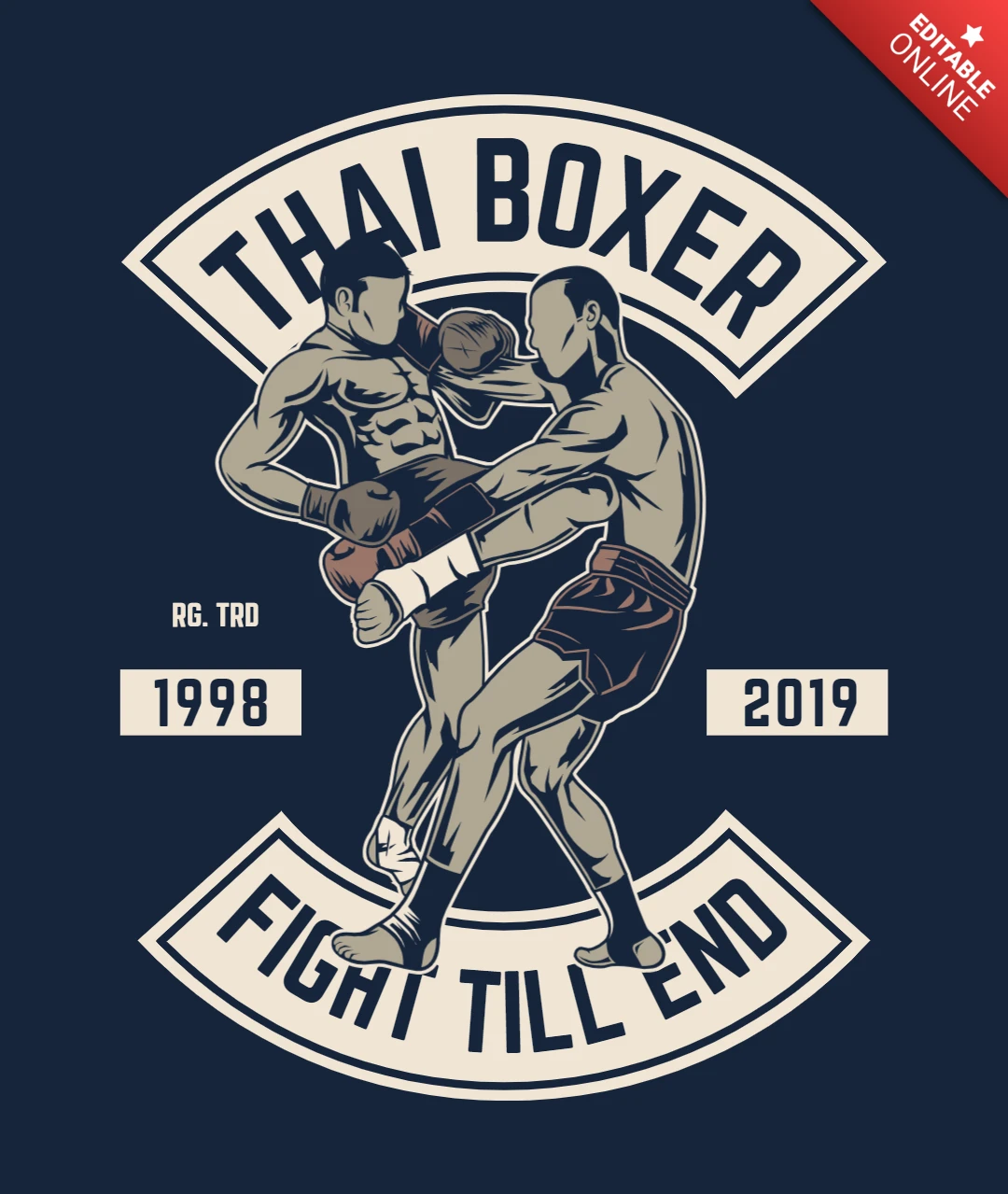Thai Boxer Fight Till T-Shirt Design Template