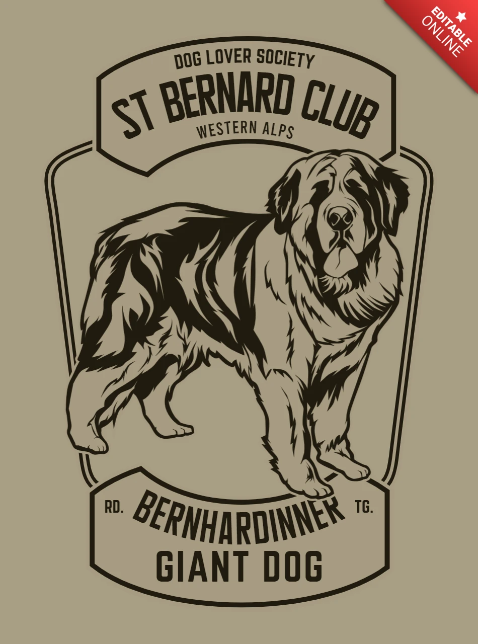 Plantilla de diseño de camiseta vintage de perro San Bernardo
