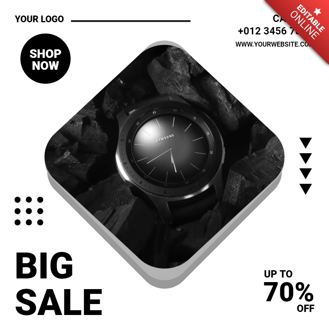 Elegant Black Watch Instagram Post Design Template