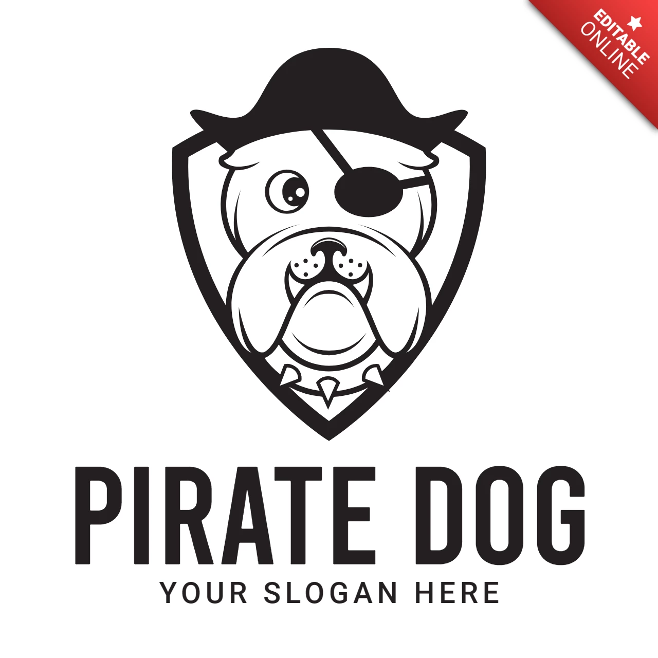 Korsan köpeği logo tasarım şablonu