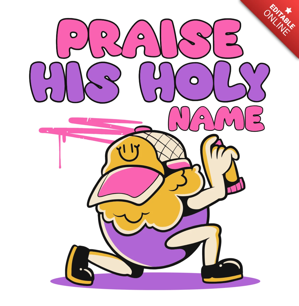 Modèle de design de t-shirt style graffiti louant son saint nom