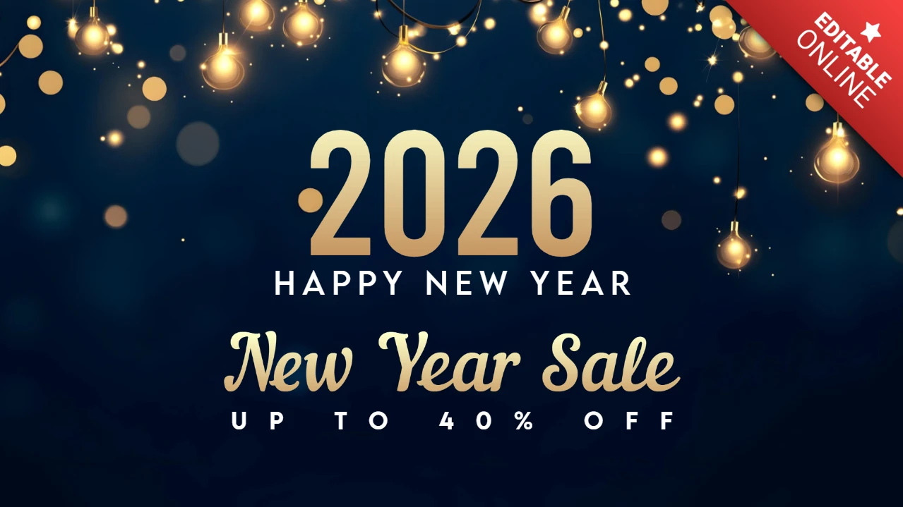 New Year 2026 Hanging Lights Sale Design Template