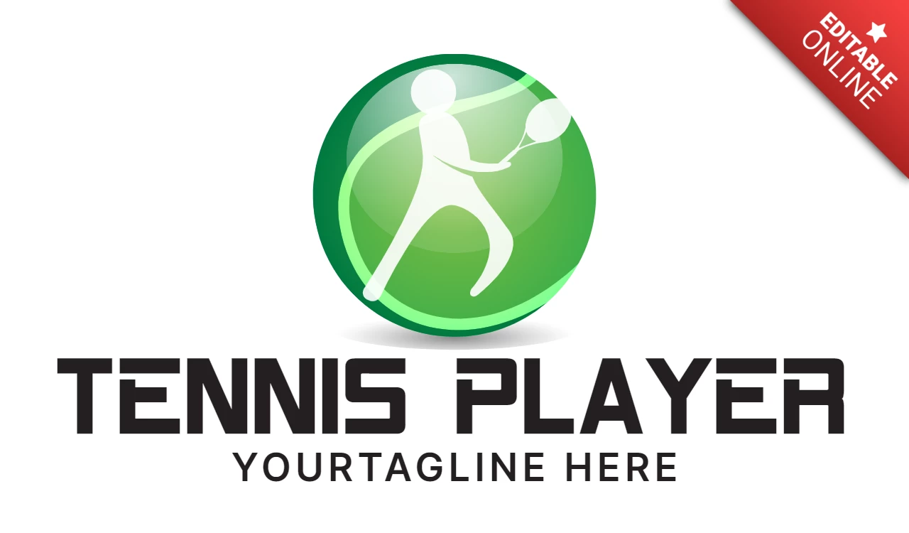 Tennis Player Colorful Logo Design Template