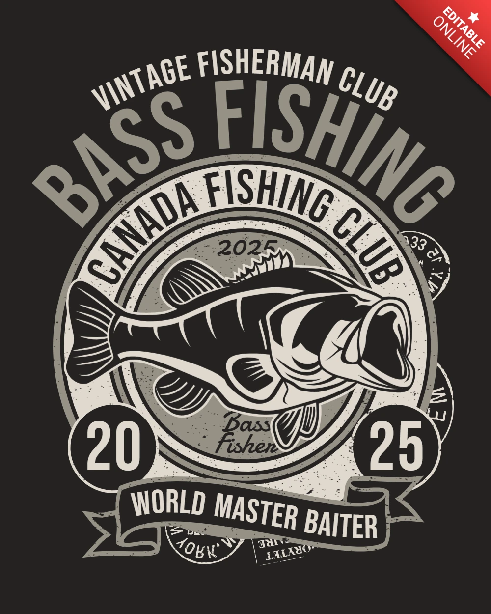 Plantilla de diseño de camiseta vintage de pesca de lubina