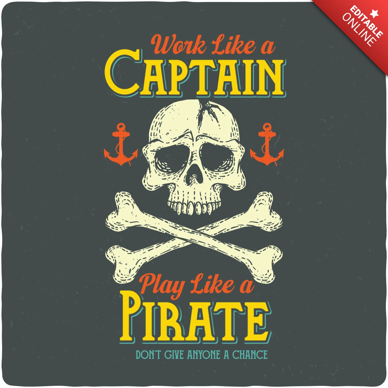 Modelo de design de camiseta com caveira de pirata