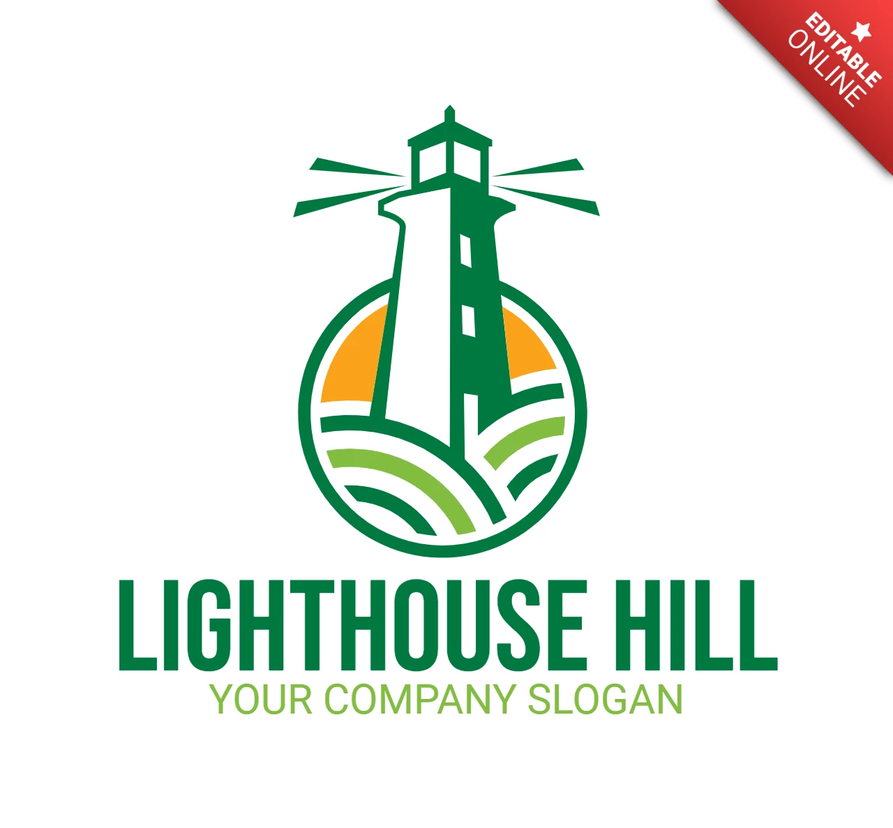 Leuchtturm hügel logo design Vorlage