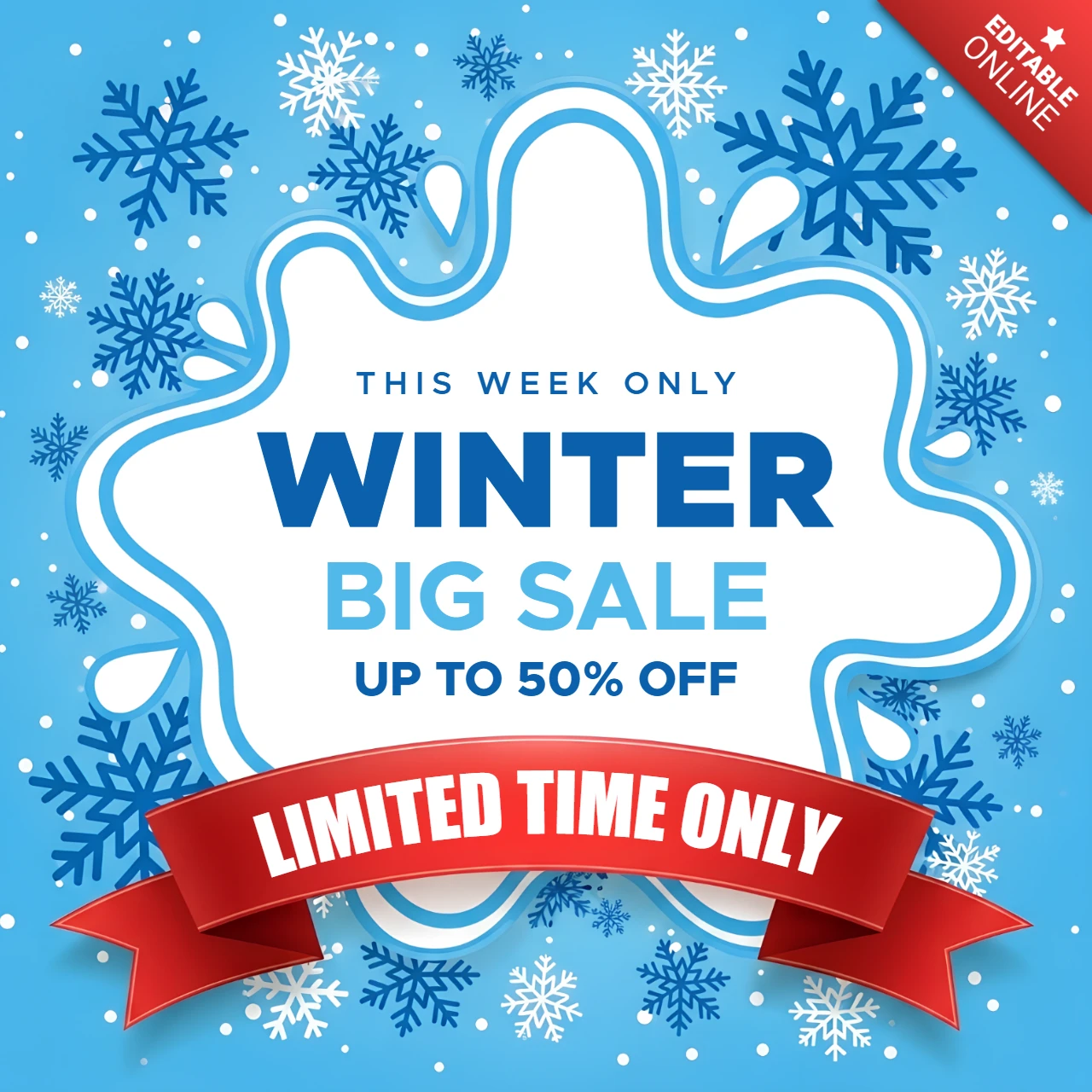 Wintersale-Designvorlage mit Schneeflocken für Werbeflyer