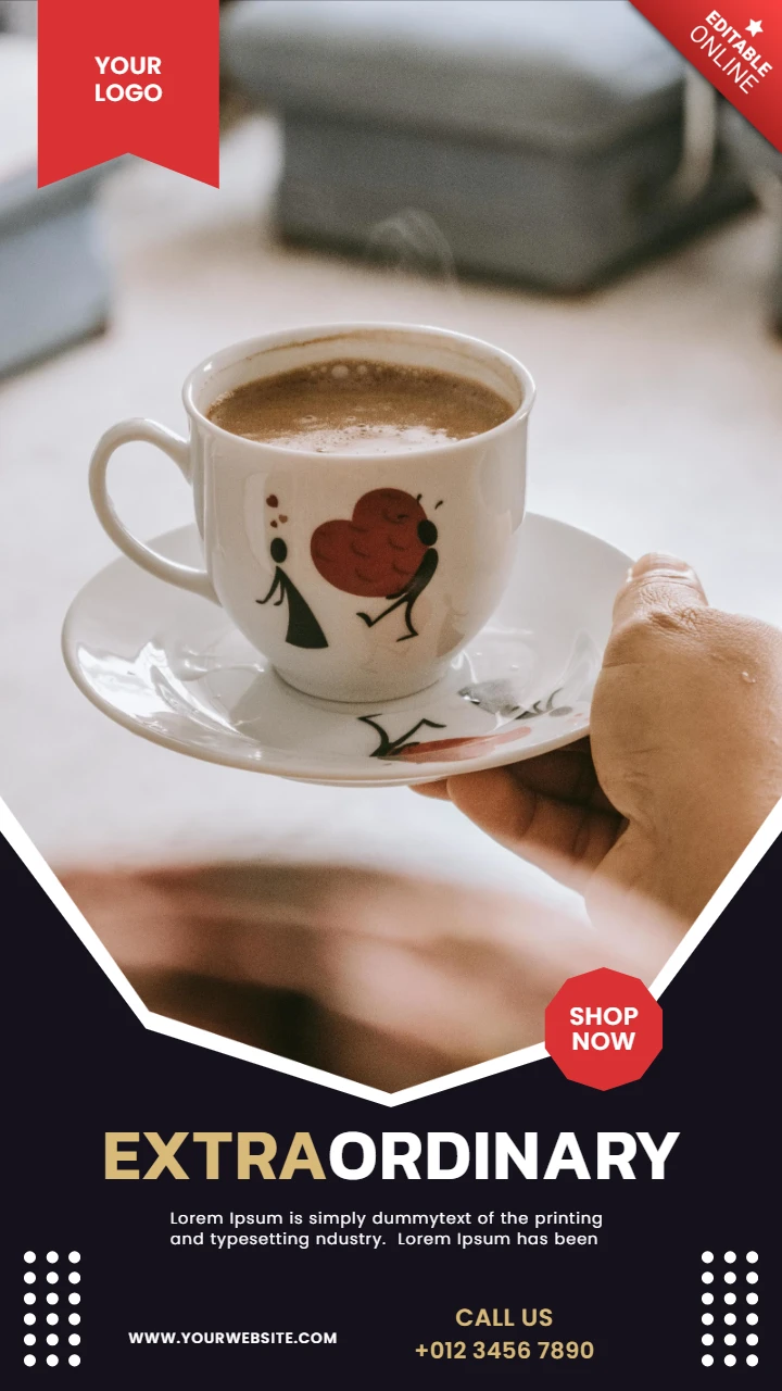 Instagram-verhaalberichtontwerpsjabloon voor buitengewone koffieverkoop
