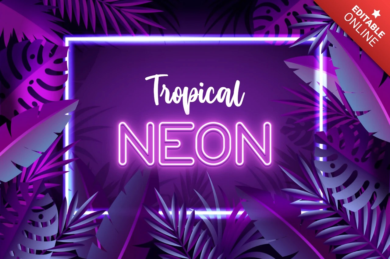Canlı tropikal neon parti el ilanı şablonu