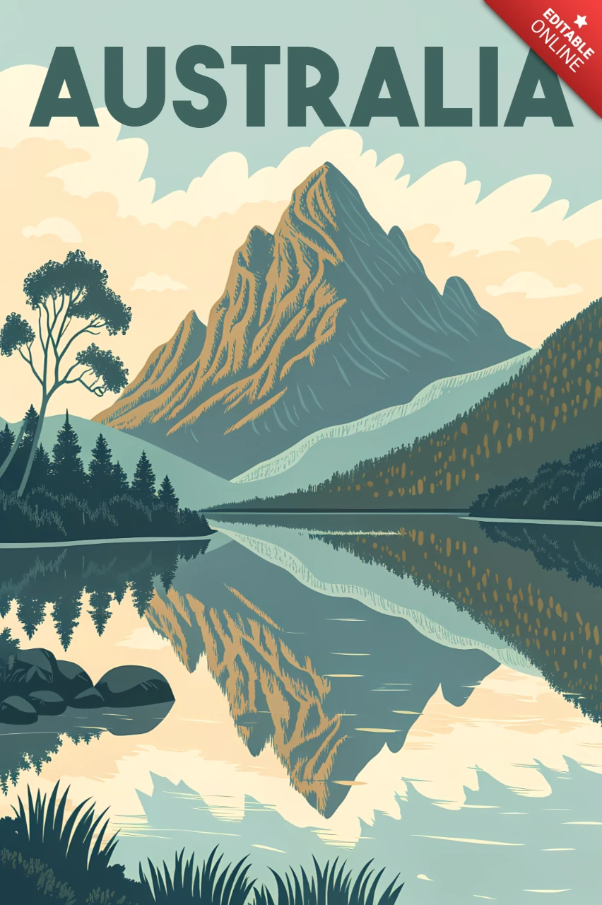 Modèle de design de paysage australien vintage pour affiches