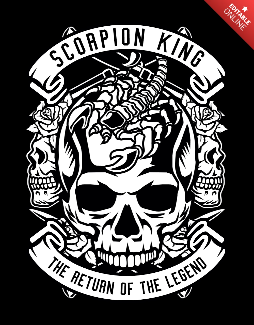 Scorpion King Skull T-shirt Design Template