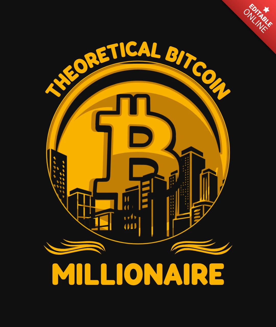 Theoretical Bitcoin Millionaire T-Shirt Design Template