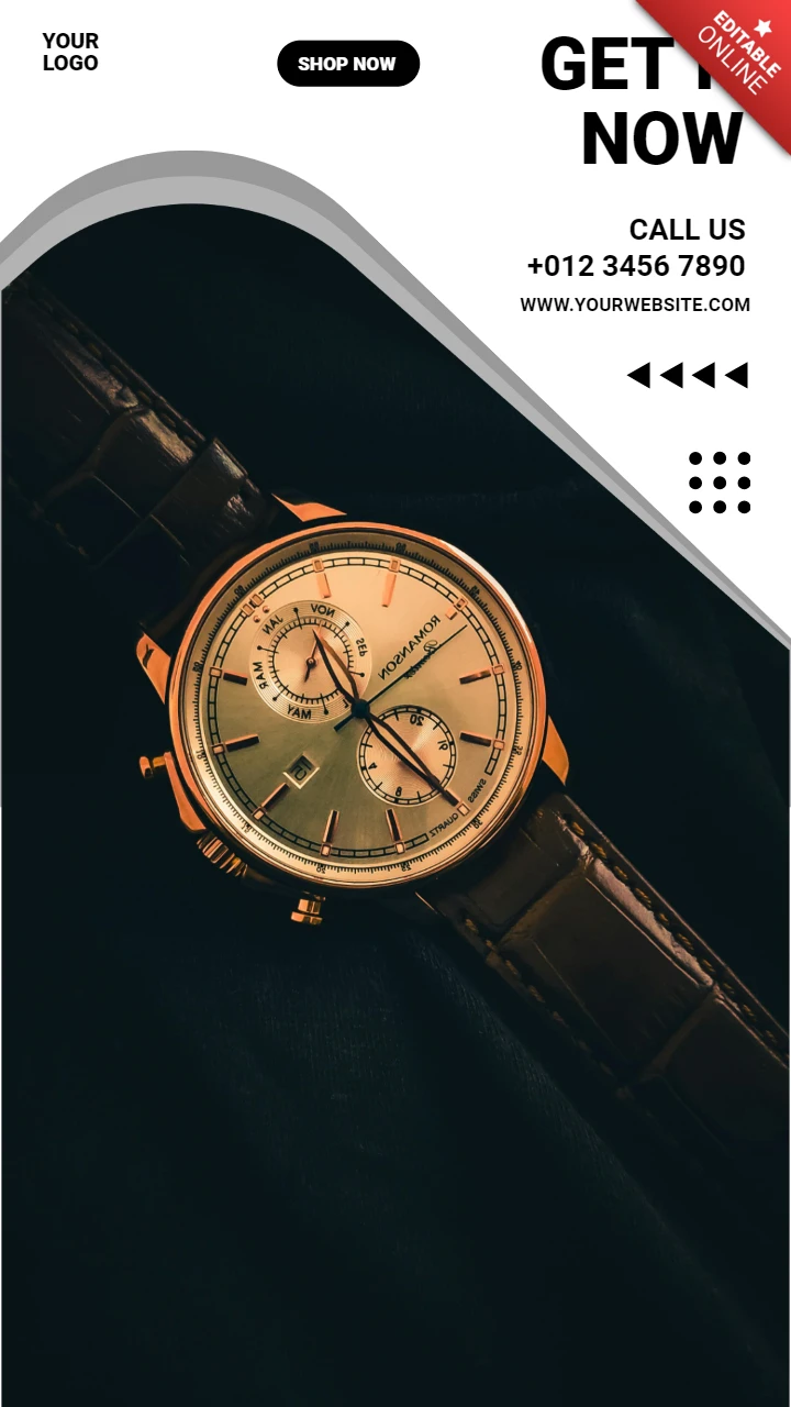 Modèle de conception de publication d'histoire Instagram de montre dorée classique