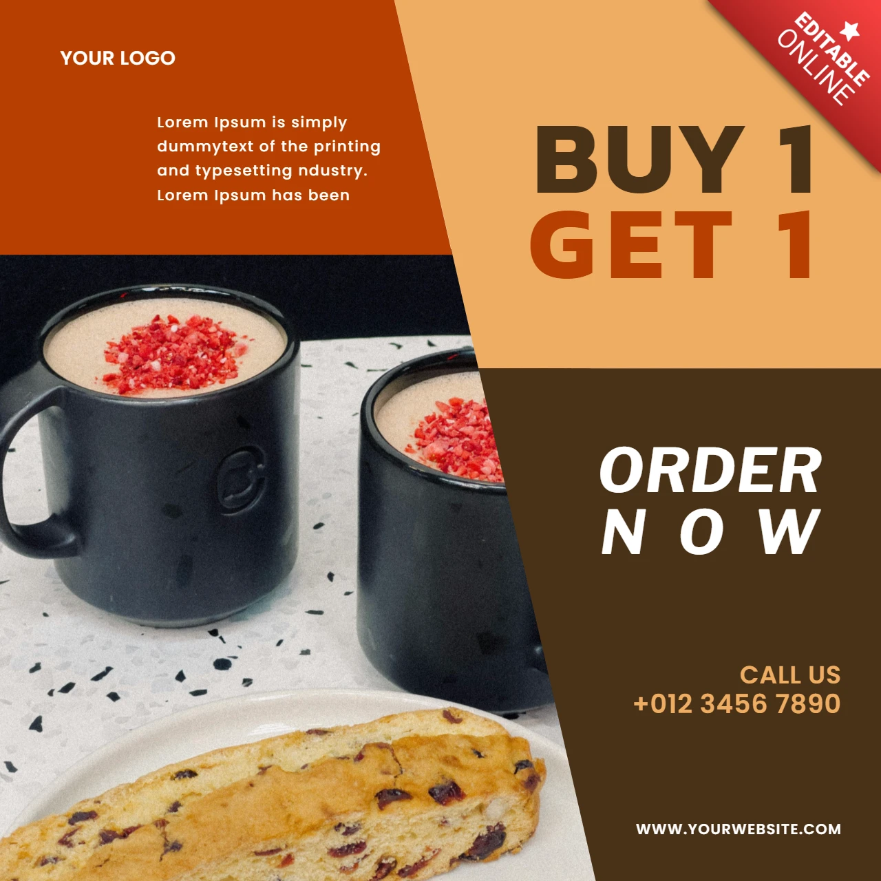 Buy 1 get 1 coffee sale instagram post design template