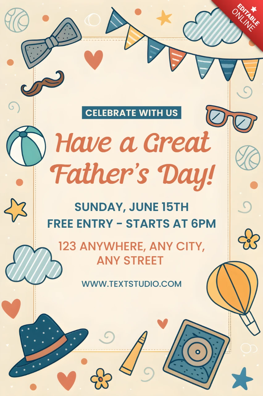 Playful Father's Day Celebration Template - Editable Design for Festive Events