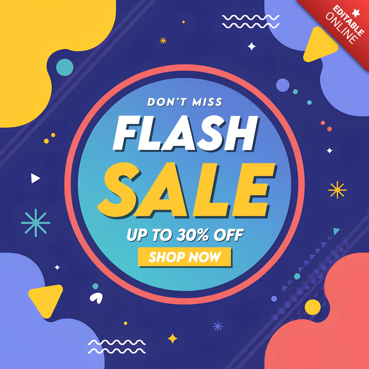 Colorful Flash Sale Design Template for Promotional Flyers