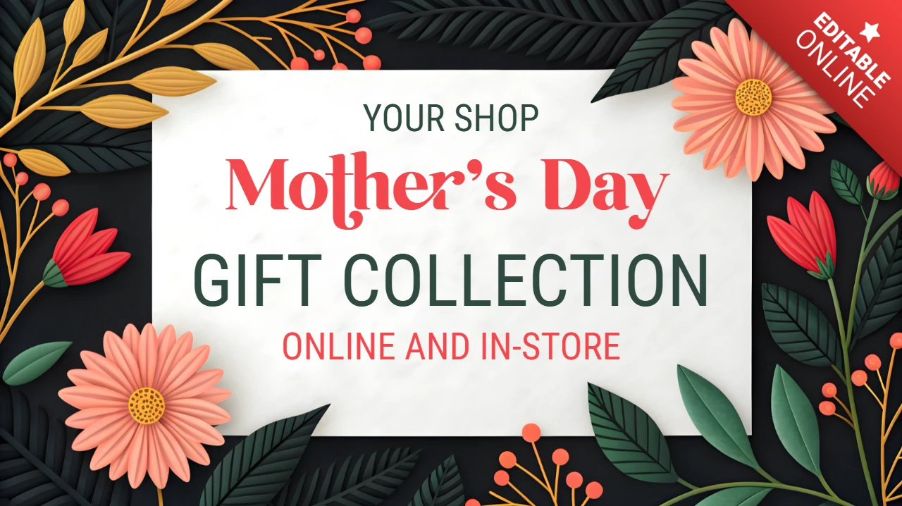 Blumengeschenkvorlage zum Muttertag - editierbares Design für Online- und In-Store-Promotion