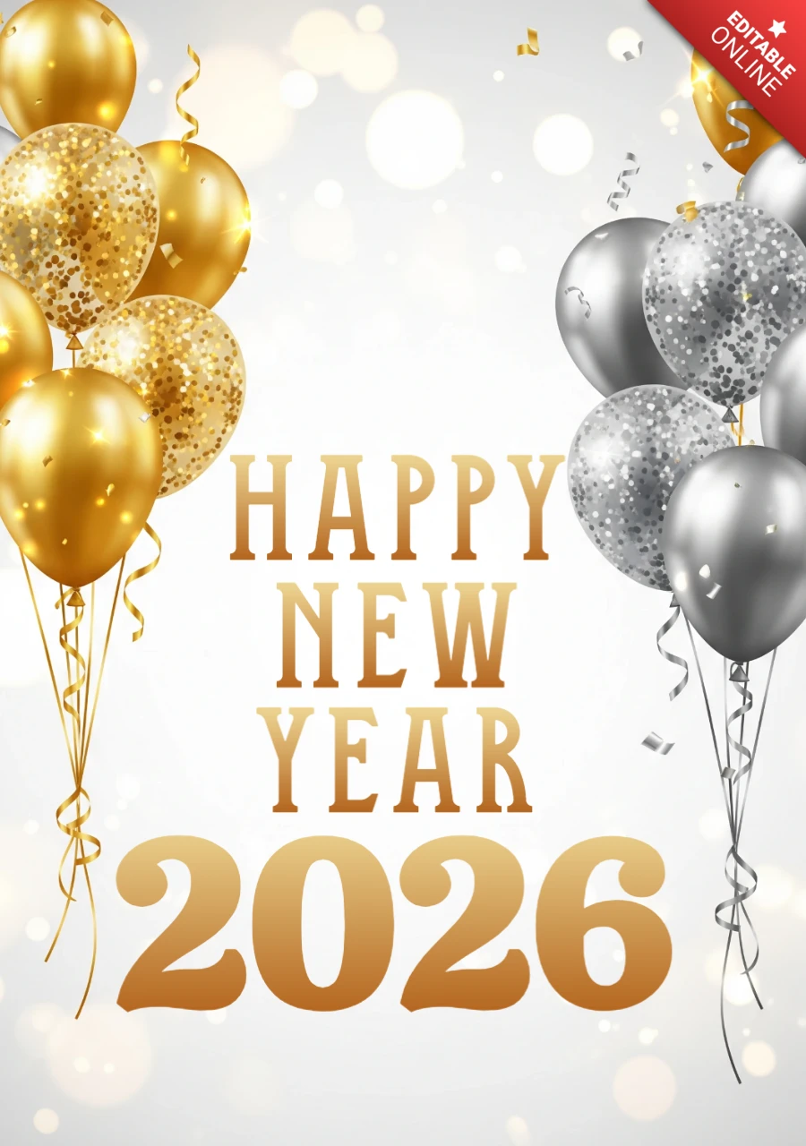 New Year Greeting Template Festive 2026 Design with Bokeh Background and Elegant Typography
