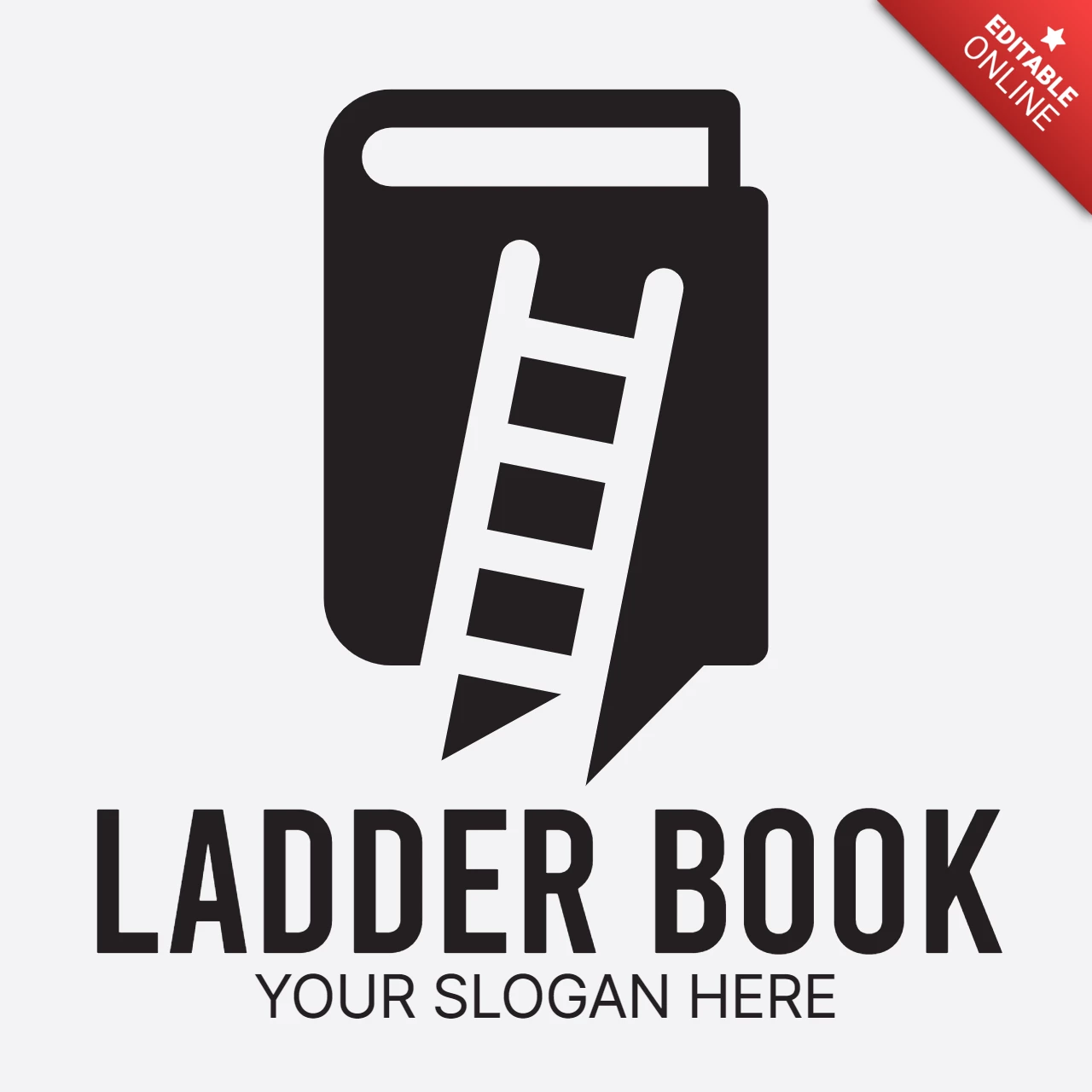 Modello di logo per libro a scale nero
