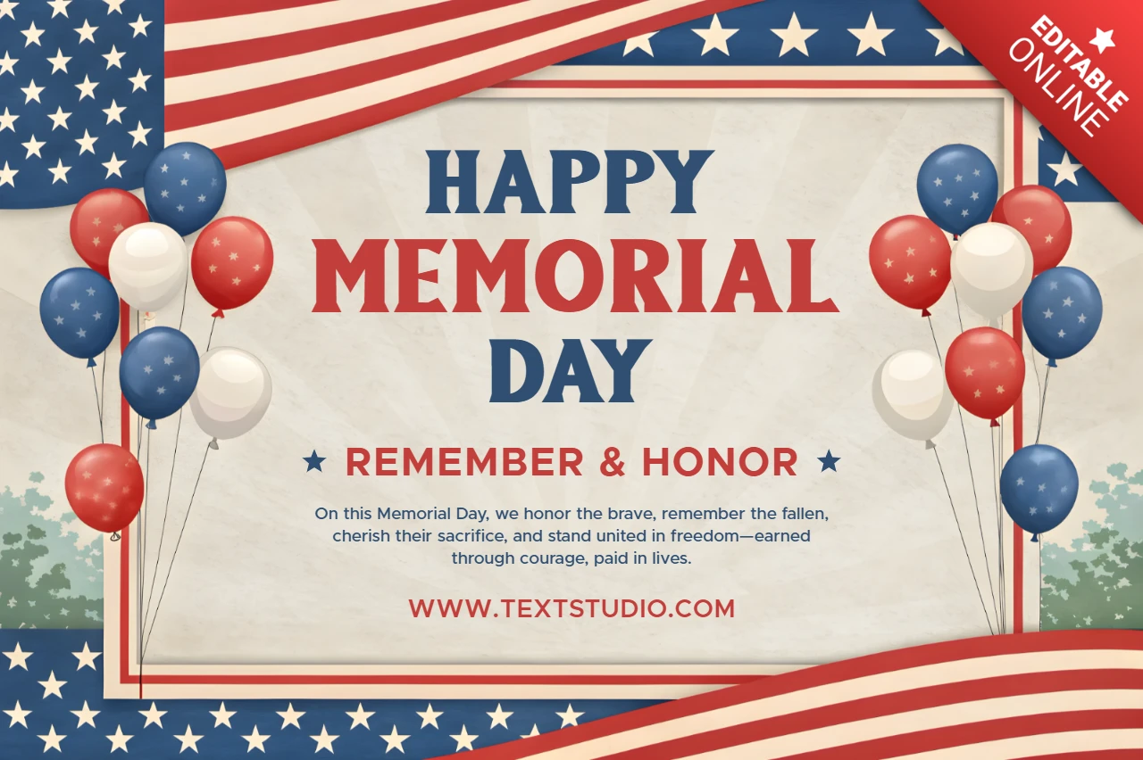 Patriotic Memorial Day Celebration Template - Vintage Design for Remembrance