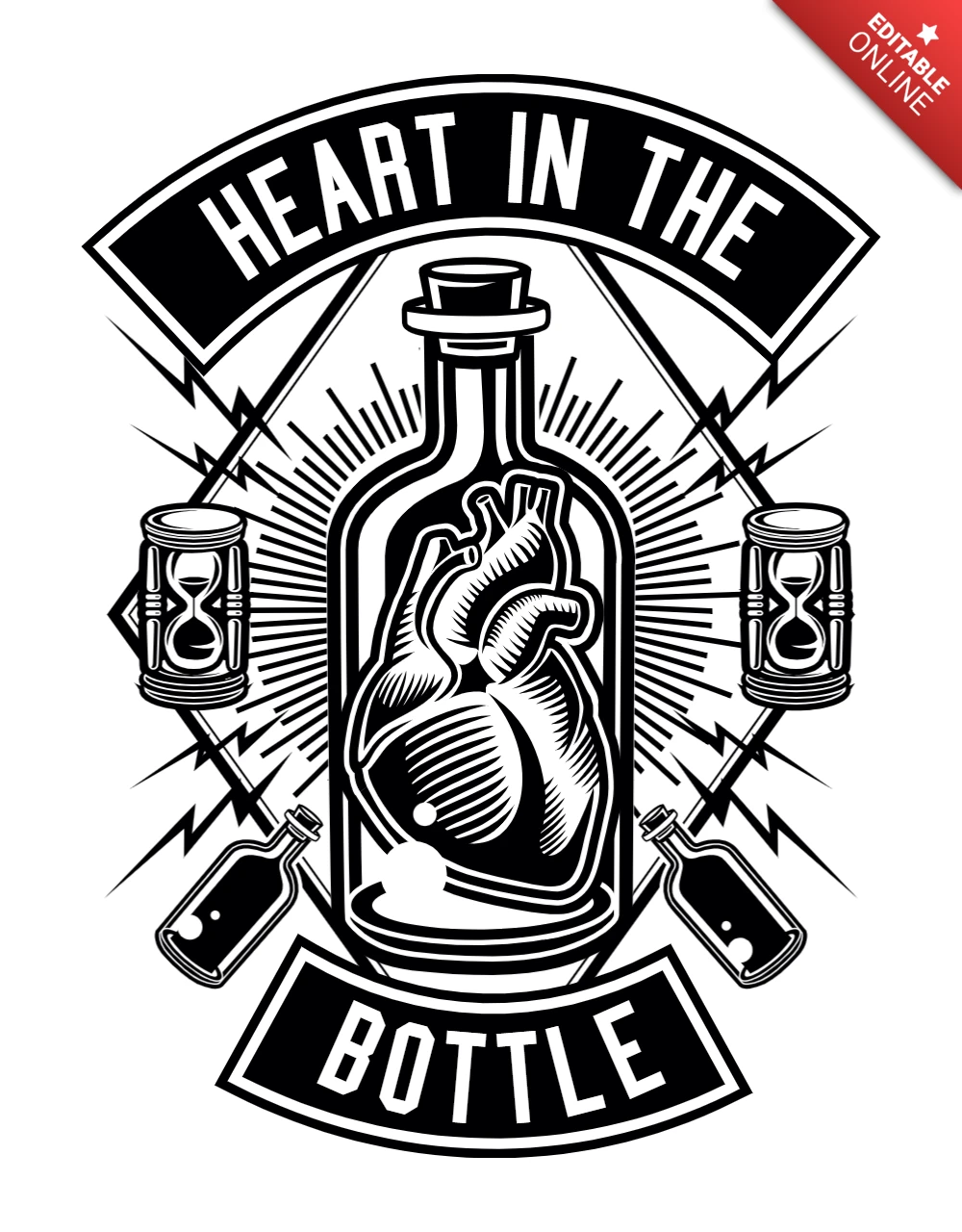 Plantilla de diseño de camiseta con corazón en la batalla