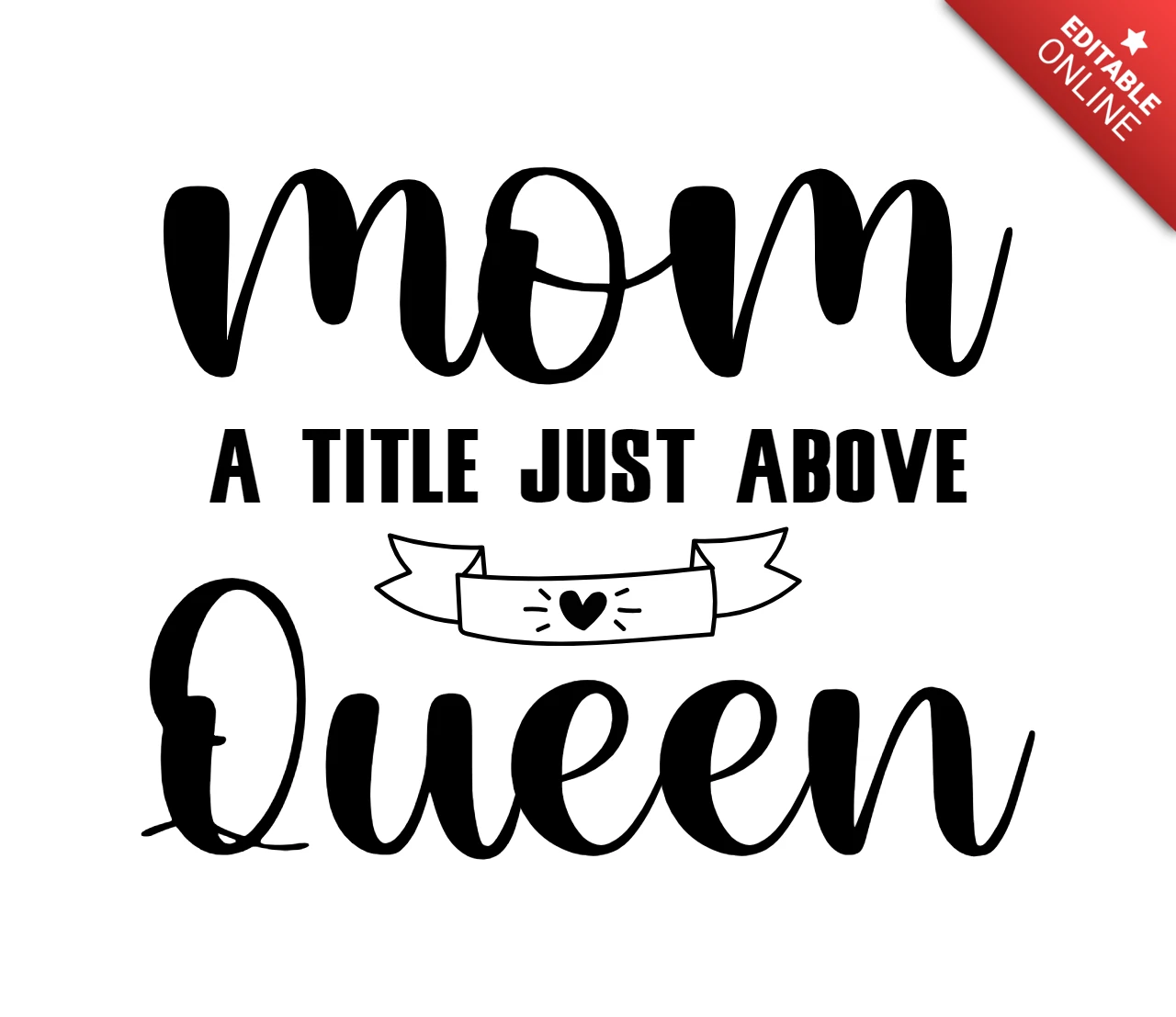 Mom um título logo acima do modelo de design de camiseta queen
