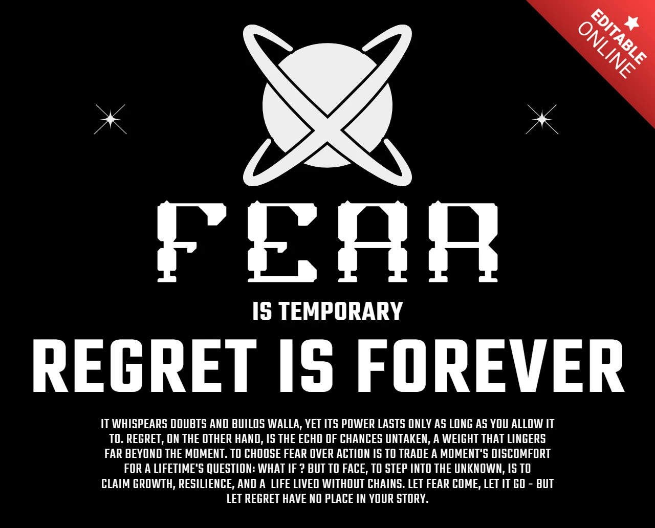 Bold Typography Motivational Poster Template with Space Theme Design