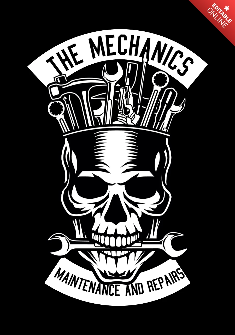 La calavera mecánica plantilla de diseño de camisetas
