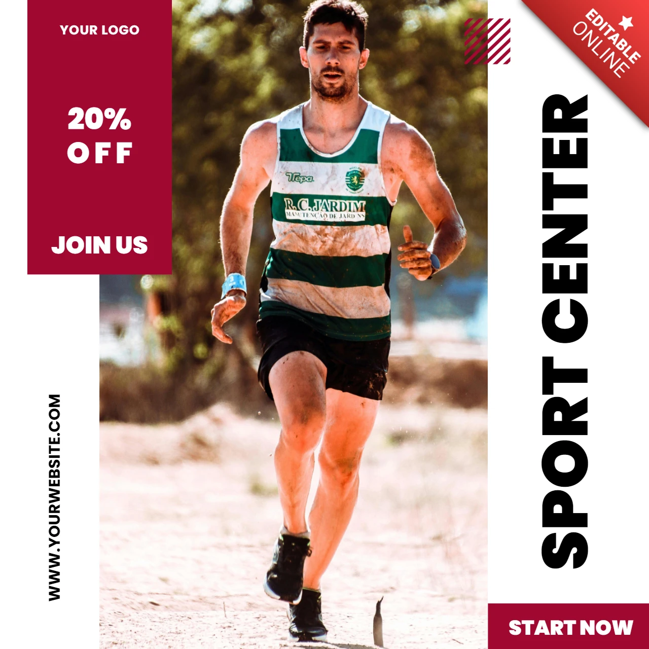 Designvorlage für Posts in den sozialen Medien zum Lauftraining