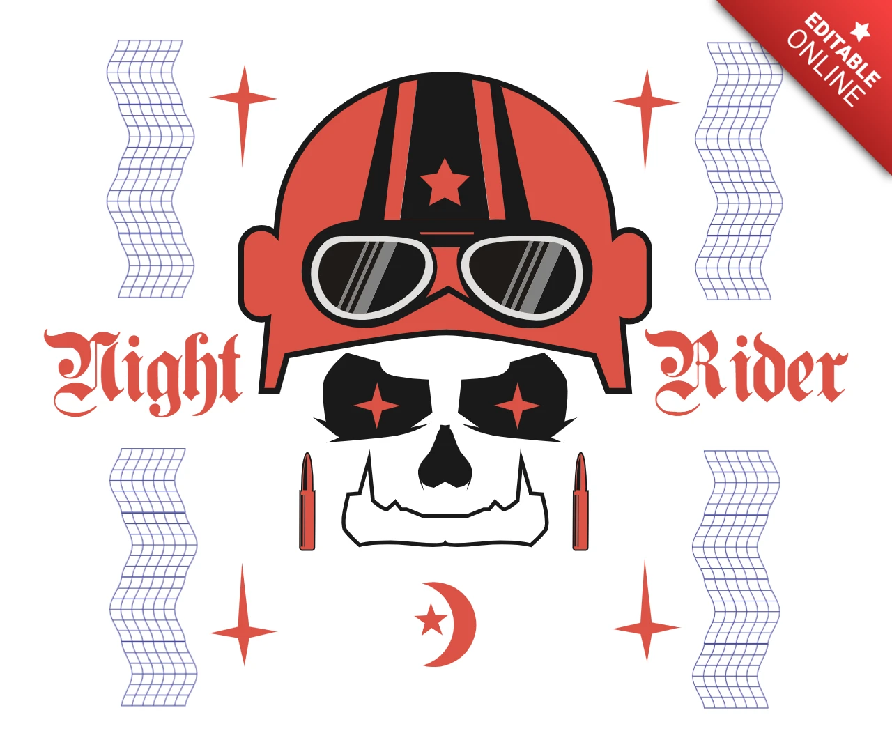 Night Rider Skull Design Template for Apparel and Merchandising
